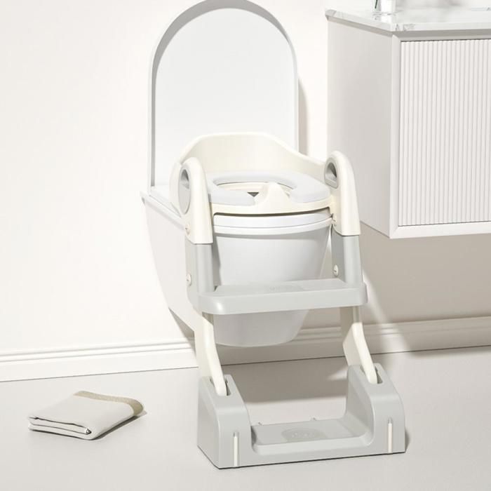 Klappbarer Kinder-toilettensitzverkleinerer – 1 Stück – Pp Und Tpr – 2-in-1-trittschemel – Jungen Und Mädchen Von 3–6 Jahren – Grau
