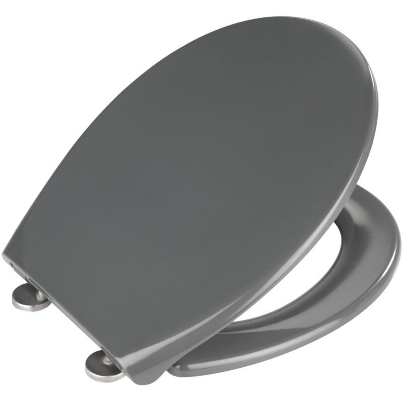 Wenko – Abattant Wc Samos Gris Duroplast Antibactérien – Fixation Fix-clip Inox – Fermeture Silencieuse Easy Close – 22165100