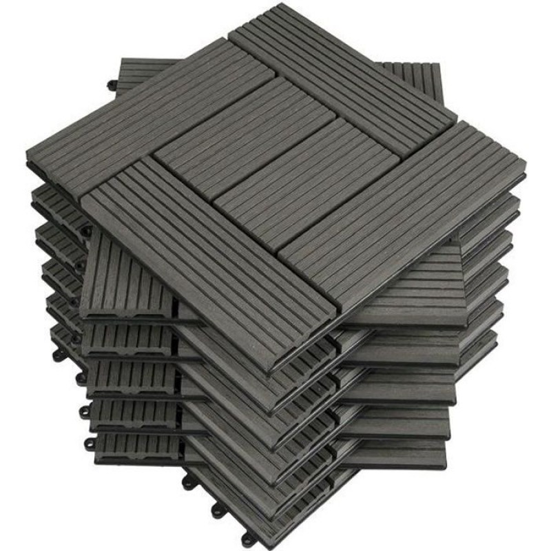 Garten- Und Terrassenfliesen Für Den Außenbereich – 30 X 30 Cm Wpc-fliese – Holz-kunststoff-verbundwerkstoff – Grau