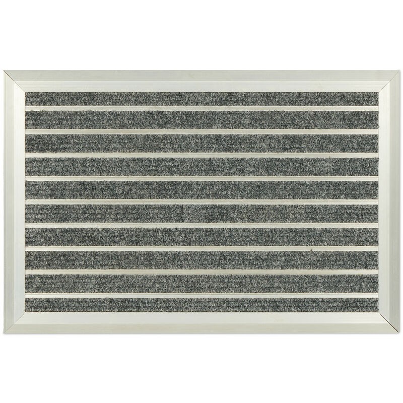 Relaxdays Fußmatte, Aluminium, 60 X 40 Cm, Für Den Innen- Und Außenbereich, Wetterbeständig, Silbergrau
