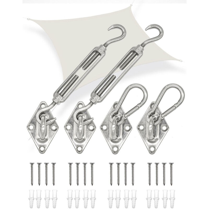Fixation Toile Ombrage Carrée - Kit Voile Solaire - Attache Protection Soleil