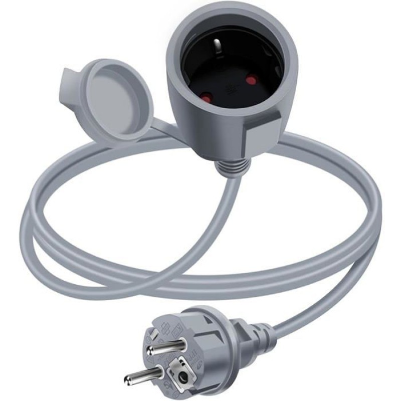 Yingayou Schuko-verlängerungskabel, Kurz, 16 A, 250 V, 2 Ac-stecker, Schutzart Ip44, 1 M, Grau