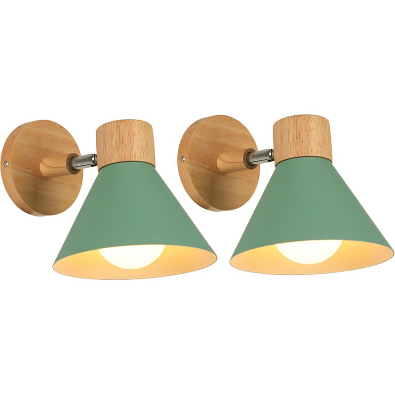 (2x) Applique Murale Interieure Rétro Lampe Murale Métal E27 Applique Murale Vintage Pour Salon Chambre Salle De Bain (vert)