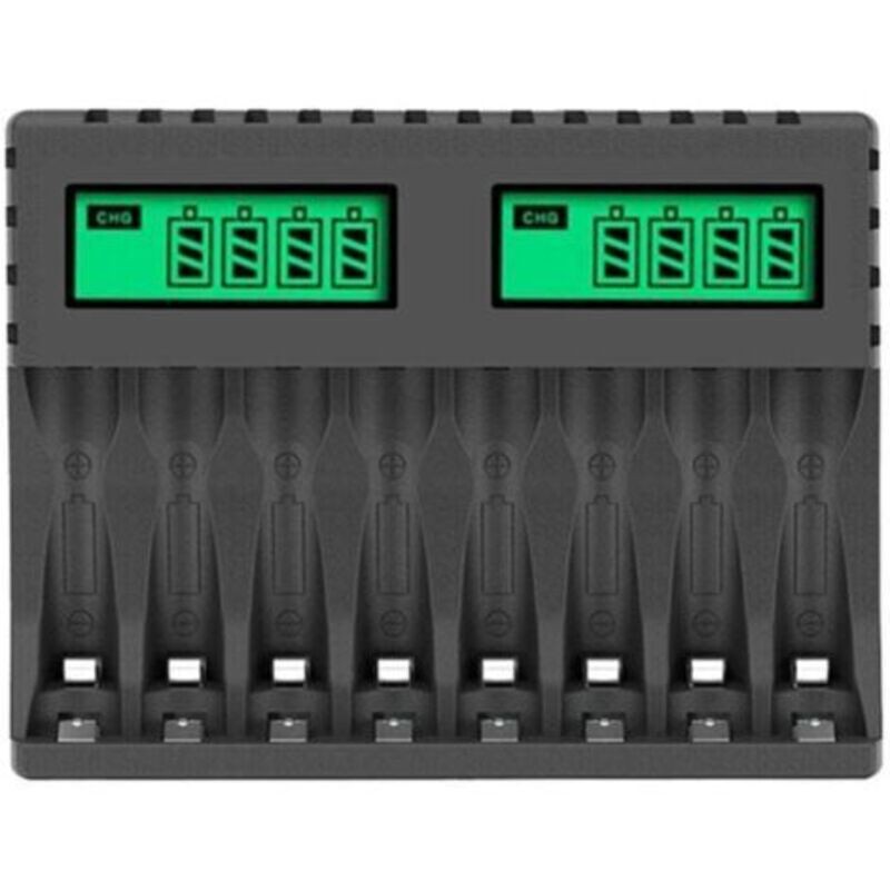 Chargeur De Batterie Intelligent À 8 Emplacements Avec Écran Lcd Pour Piles Rechargeables Aa/aaa Nicd Nimh, Chargeur De Piles Aa Aaa