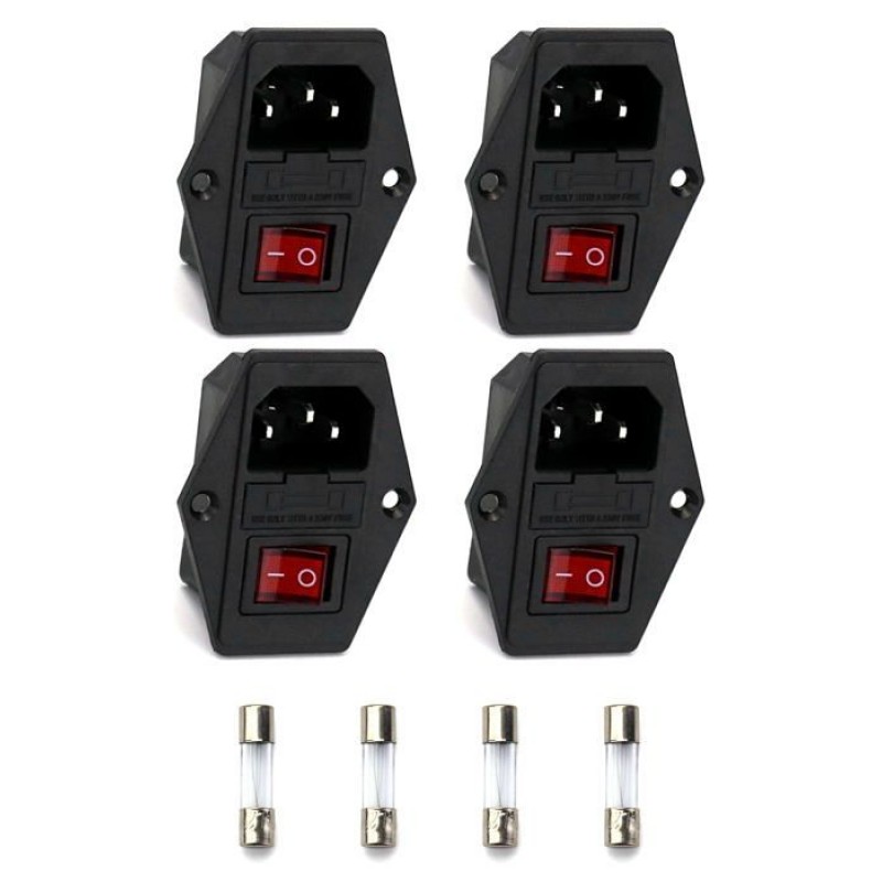 Qwork – Wd6595 – 4-teiliges Unterputz-steckverbinderset 220–250 V / 10 A, 3-in-1-eingangsmodul Mit Schalter, Sicherung Und Lampe