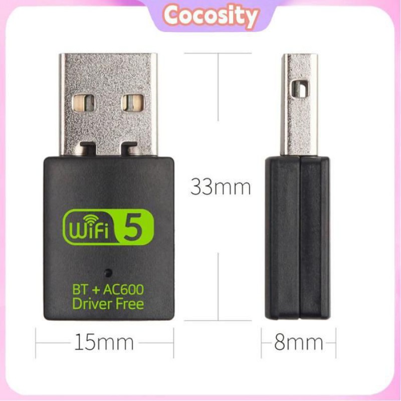 Cocosity Usb-wlan-bluetooth-adapter, 600 Mbit/s 2,4,5 Ghz Wifi5 Bluetooth-adapter, Wlan-netzwerk-dongle