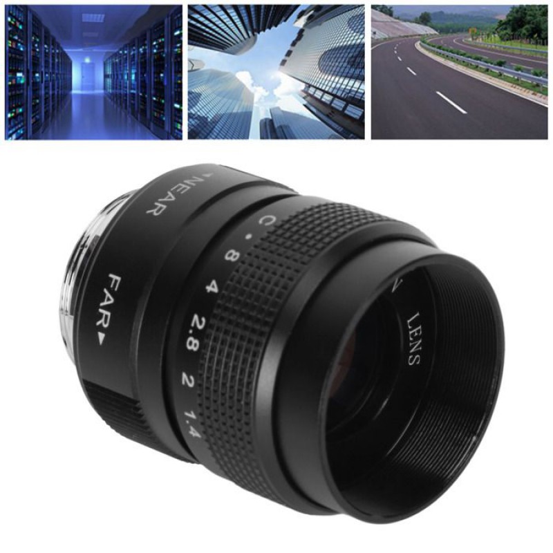 Minifinker 25mm F1.4 Cctv-objektiv, 25mm F1.4 Klares Und Effizientes Videoüberwachungsobjektiv, Lichtleitfähigkeit C, Silber/schwarz