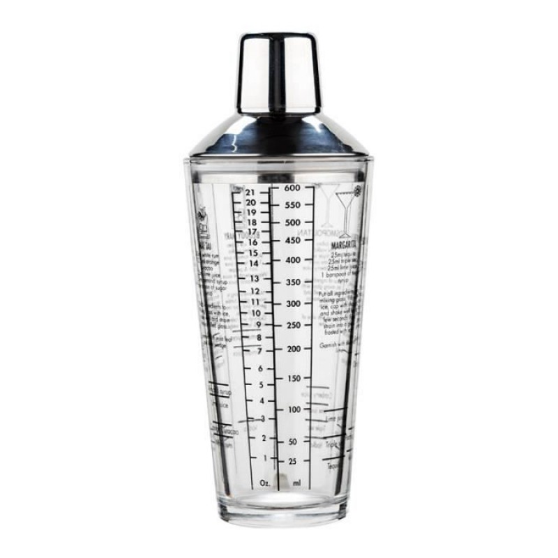 Cocktailshaker – Unbekannt – 600 Ml – Edelstahl – Dickwandiges Glas – Elegantes, Mehrfarbiges Design – Shaker-etikett