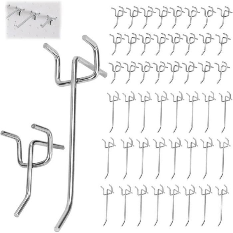 Lochwandhaken, 50 Stück, Edelstahl, 10 Cm + 5 Cm, Für Garage, Werkstatt Und Wandaufbewahrung, Robust