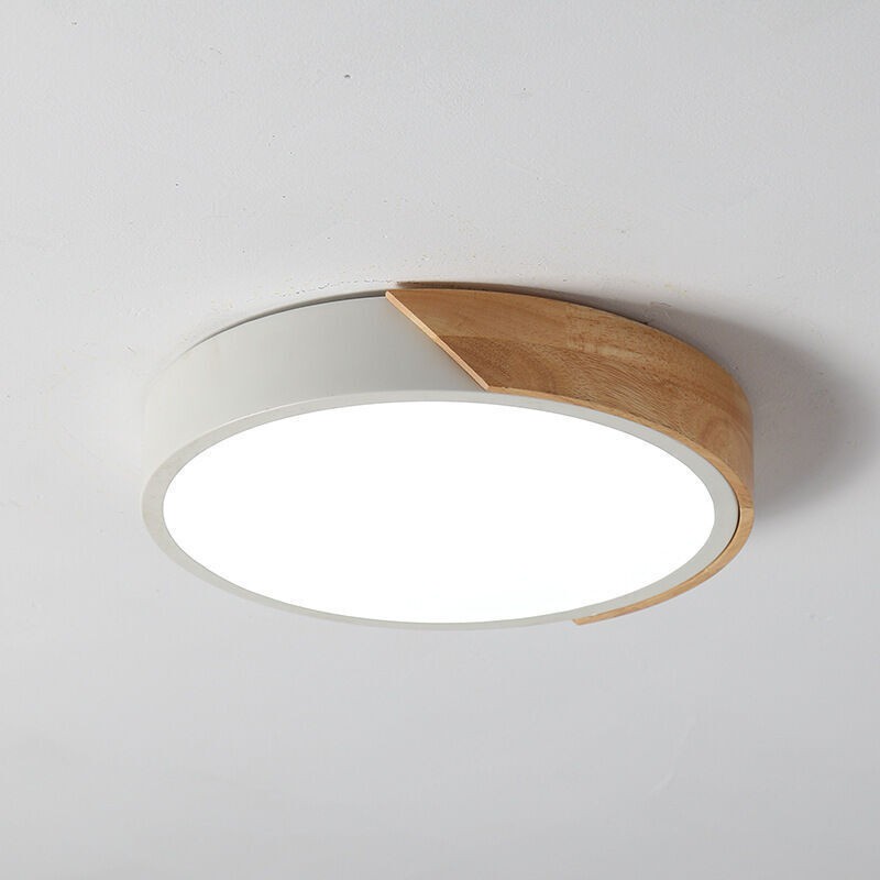 Applique Murale Plafonnier Bois 18w Plafonnier Led Bois 4500k Blanc Neutre 30x30cm Plafonnier Ultra Fin Rond 2400lm Lampe Moderne Pour Salon,