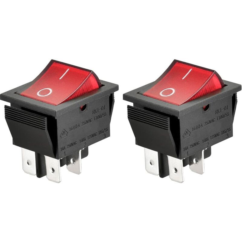 4-poliger Ein/aus-wippschalter Mit Roter Kontrollleuchte (2er-pack) - 4-poliger Ein/aus-wippschalter Mit Roter Kontrollleuchte (2er-pack)