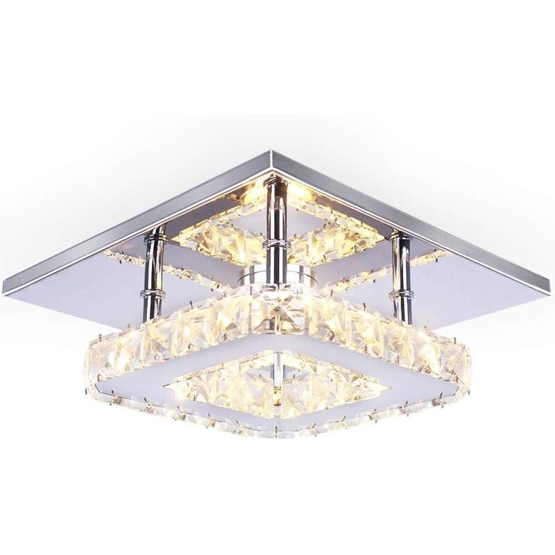 Kristall-deckenleuchte, Kronleuchter, Edelstahl, Led-spiegel, 12 W, Deckenlampe Für Wohnzimmer, Schlafzimmer
