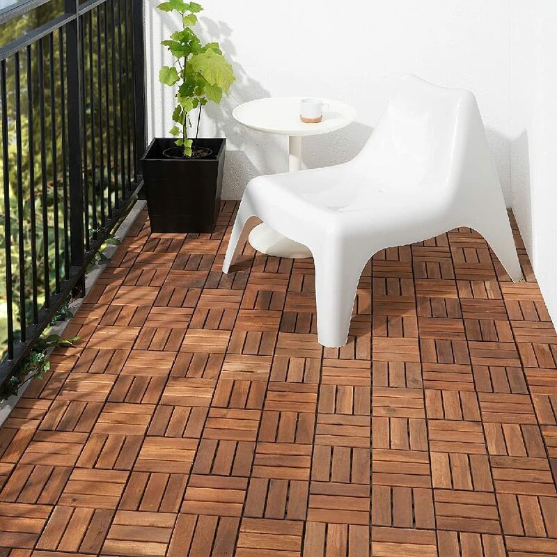 10 Dunkle, Ineinandergreifende Holzterrassenfliesen, 31 X 31 Cm, Beständig Gegen Hohe Und Niedrige Temperaturen, Für Den Außenbereich Geeignet –