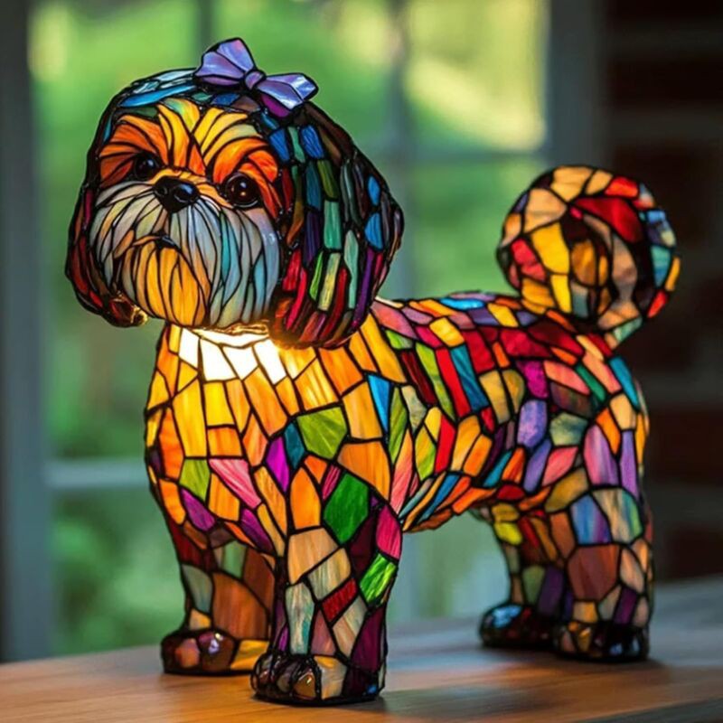 Pudel-nachtlicht, Künstlerische, Niedliche Led-tischlampe Mit Hundemotiv, Französische Bulldogge-tischnachtlicht Aus Getöntem Kunstharz,