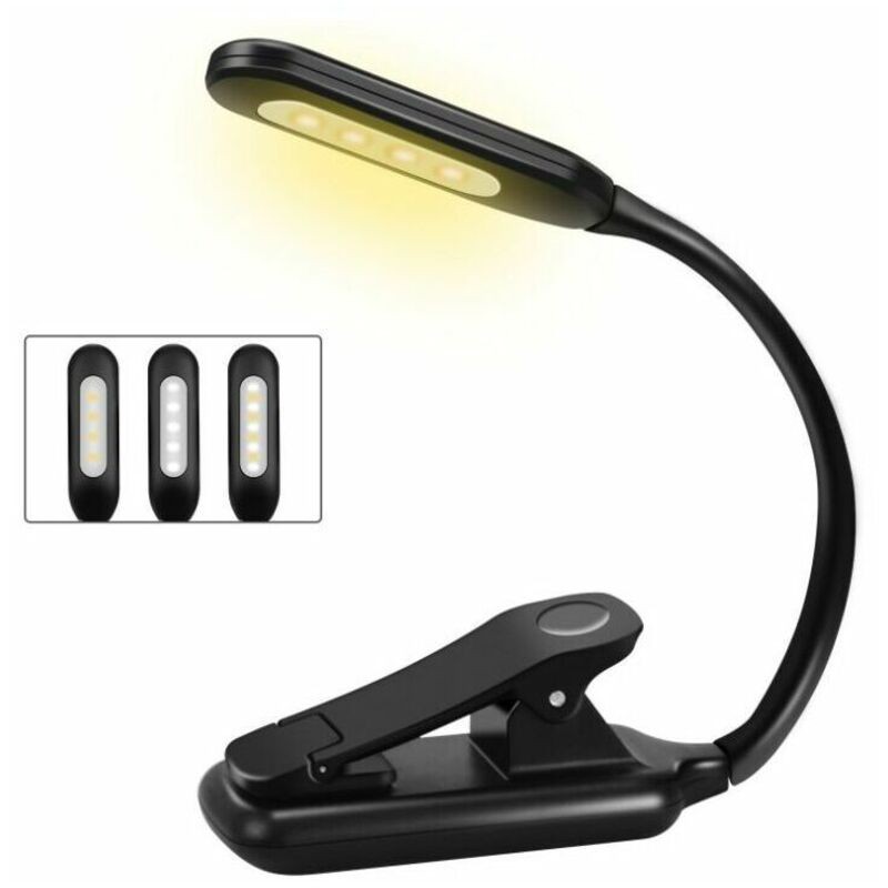 Wiederaufladbare Leselampe Mit Klemme, 9 Leds, 3 Helligkeitsstufen (kaltweiß & Warmweiß), 360° Flexibler Hals, Leselampe Fürs Bett, Klemm-buchlampe