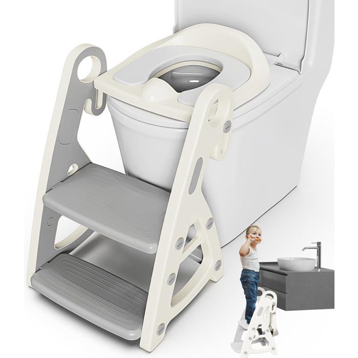 2-in-1 Kinder-toilettensitzverkleinerer – Faltbar Und Verstellbar – Mit Integriertem Tritthocker – Für Mädchen Und Jungen