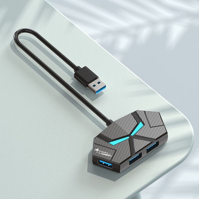 Usb 2.0 Hub – 4 Anschlüsse – Aluminium – Led-beleuchtung – Gaming-laptop/desktop
