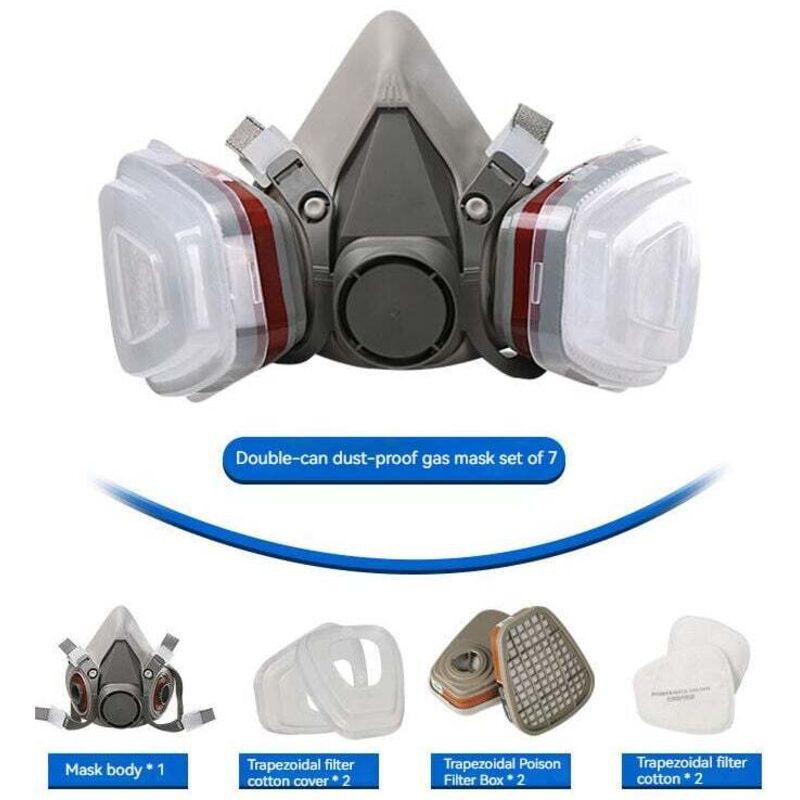 7-teiliges Schutzmasken-set, Malermaske, Wiederverwendbar Mit Staubfilter, Atemschutzmaske Mit Filter Für Sprühen, Malen, Bauarbeiten, Chemikalien