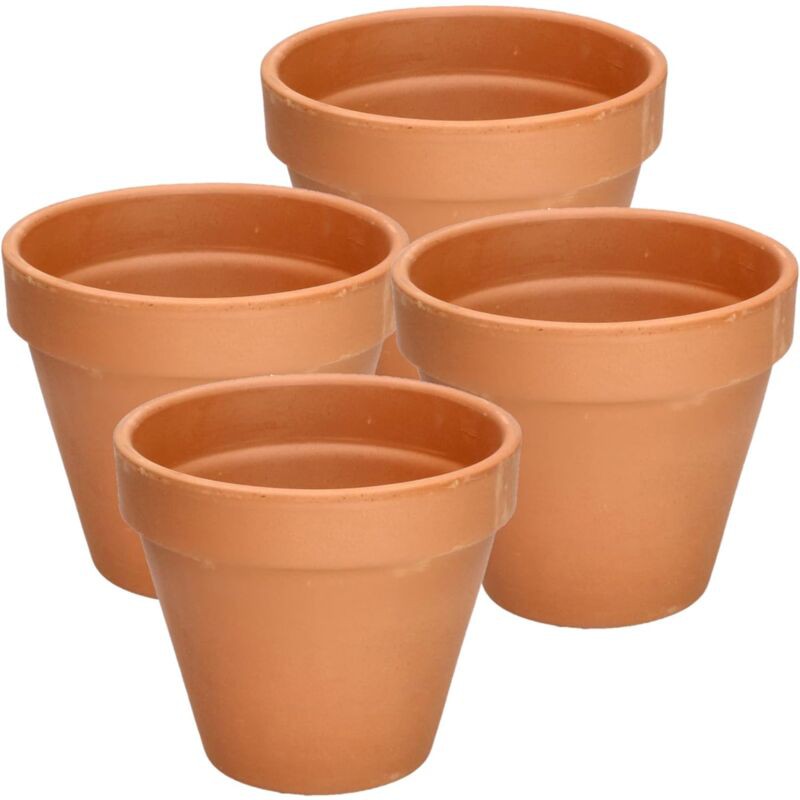 Set Mit 4 Terrakotta-blumentöpfen, Ø 15 Cm, Mit Rand, Für Den Innen- Und Gartenbereich
