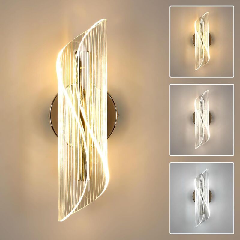 Led-wandleuchte Für Den Innenbereich, 16 W, Modernes Acryl-design, Dimmbar (3000 K, 4500 K & 6500 K), Wandleuchte Für Schlafzimmer, Wohnzimmer, Flur
