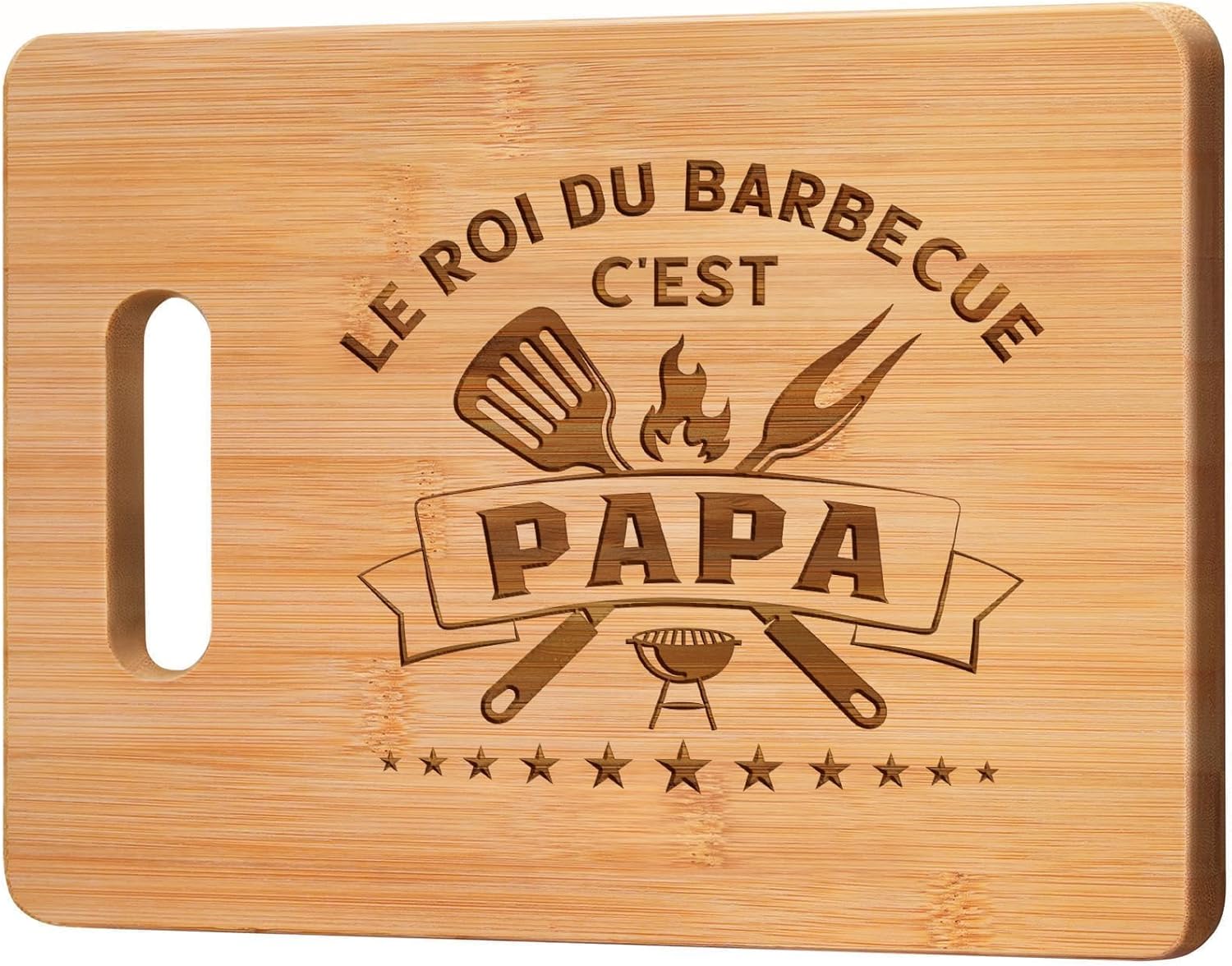Schneidebrett – 1 Stück – Naturbambus – Personalisierte Gravur – Geschenkidee Zum Vatertag Und Grillen – 28 X 21,5 Cm
