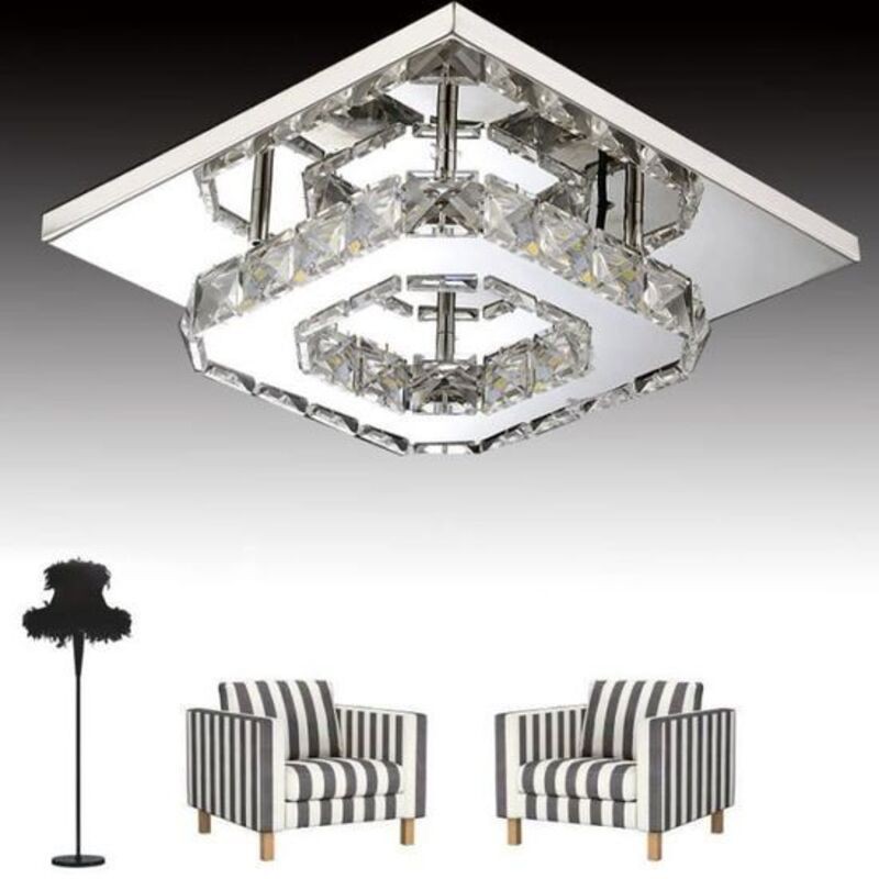 Moderne Led-deckenleuchte Mit Kristallspiegel, Edelstahl-kronleuchter, 12 W, Weiß