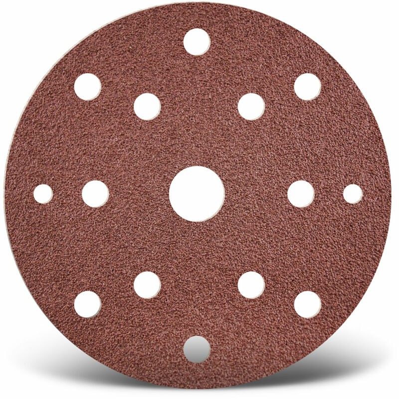Rote Selbstklebende Schleifscheiben, 150 Mm, 15 Löcher, Für Exzenterschleifer, Standard-korund (25er-packung) G24
