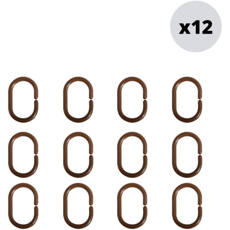 Set Mit 12 Duschvorhangringen In Schokoladenbraun