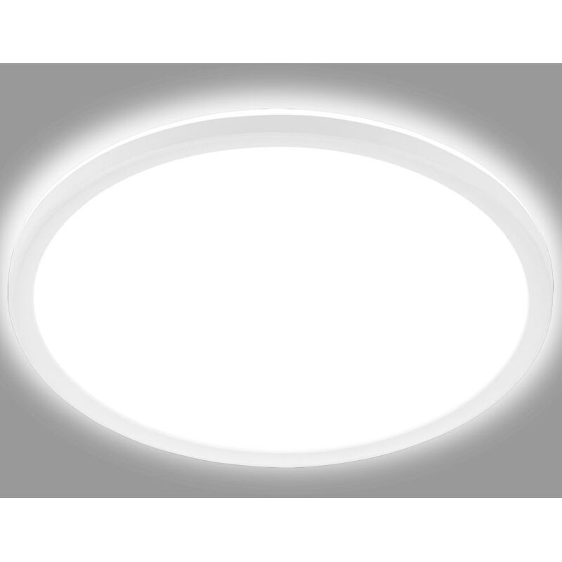 Plafonnier Led Ultra-plat Ø29cm 18w 2400lm, Dimmable 3 Niveaux Avec Rétroéclairage Décoratif, Mémoire Intégrée, Lumière Blanc Neutre 4000k, Ip20