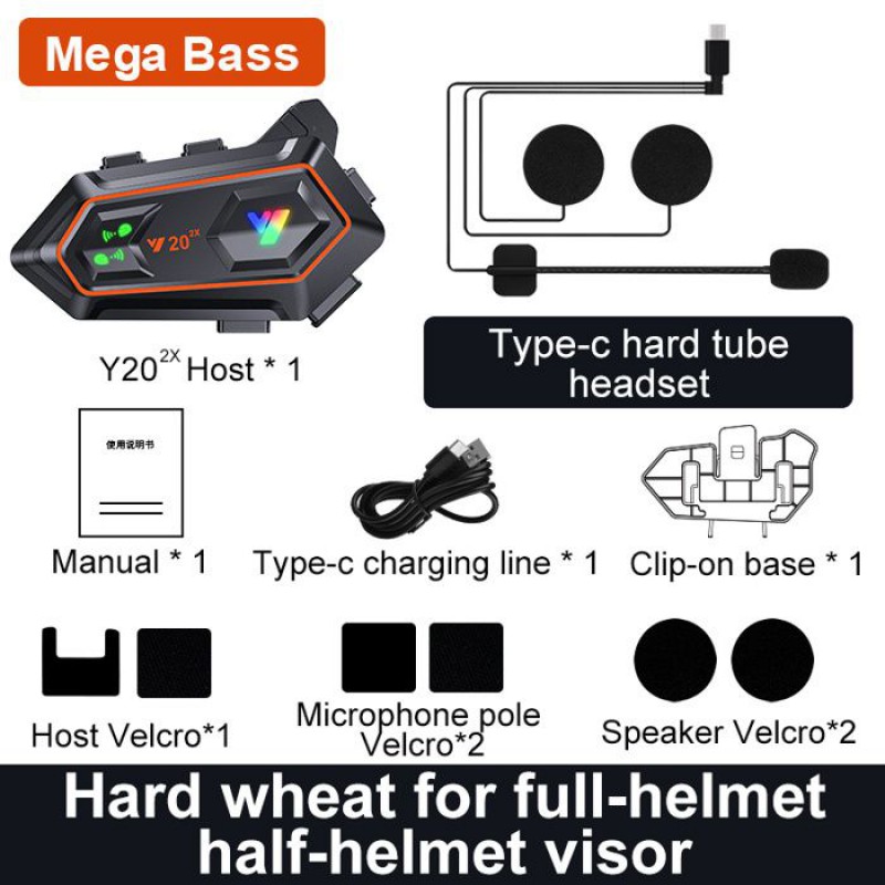 Bahod Y20-2x Motorradhelm-intercom Für 2 Fahrer, 800 M Reichweite, Echtzeit-kommunikation, Hochwertiges Bluetooth-headset – 1 Festes Mikrofon