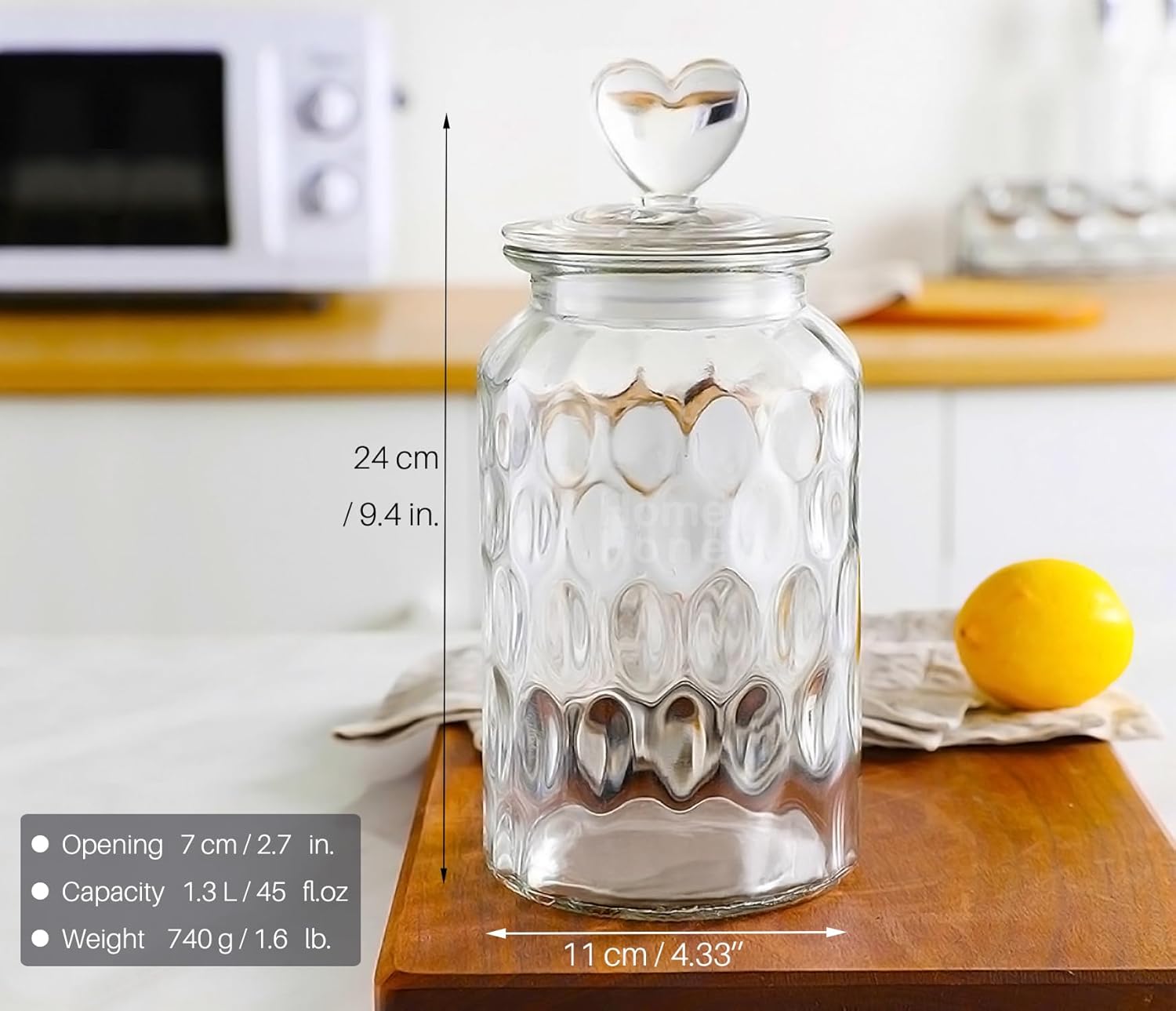 Ensemble De 2 Bocaux De Conservation En Verre Jeiibrzui - 650 Ml - Couvercle En Forme De Cœur - Conservation Hermétique Pour Bonbons Et Biscuits Dans