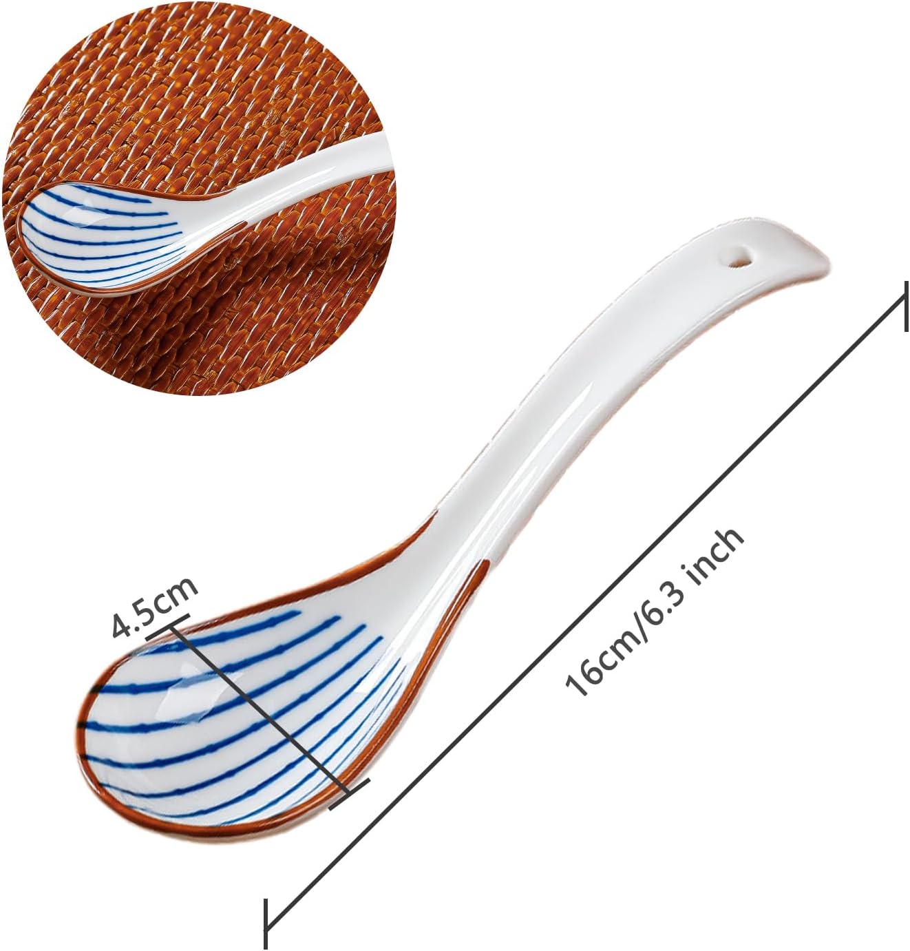 Cuillères À Soupe En Céramique Bleue De Style Japonais Jeiibrzui - Cuillères À Ramen Rétro À Manches Courts - Lot De 2 Pièces En Porcelaine Créative
