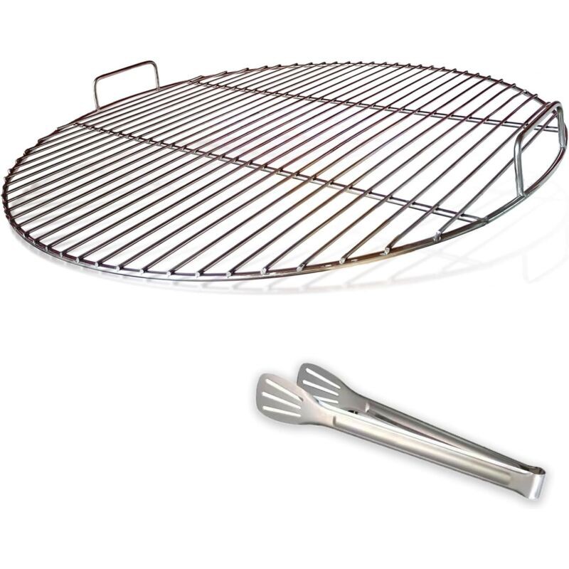 304 Grille De Barbecue Ronde En Acier Inoxydable Avec Poignée, Diamètre 53 Cm Pour Barbecue Au Charbon De Bois De 57 Cm