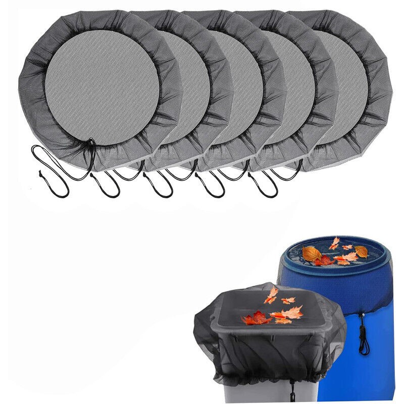 Lot De 5 Filets De Protection Pour Baril D'Eau – 120 Cm –couvercle Filet Pour Tonneau De Pluie Cordon De Serrage – Anti-insectes Et Débris –