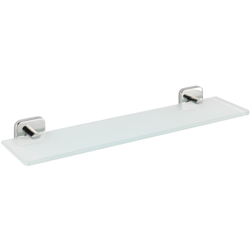 Badezimmerregal, Mezzano-glasregal, Edelstahlbefestigung – Milchglas, 46,5 X 5,5 X 13,5 Cm, Glänzend