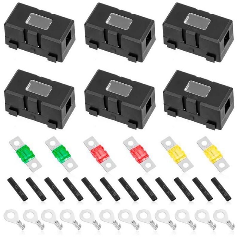 Kfz-sicherungshalter – 6 Stück – Midi-sicherungen 40 A, 50 A, 60 A – Robustes Pa66-material