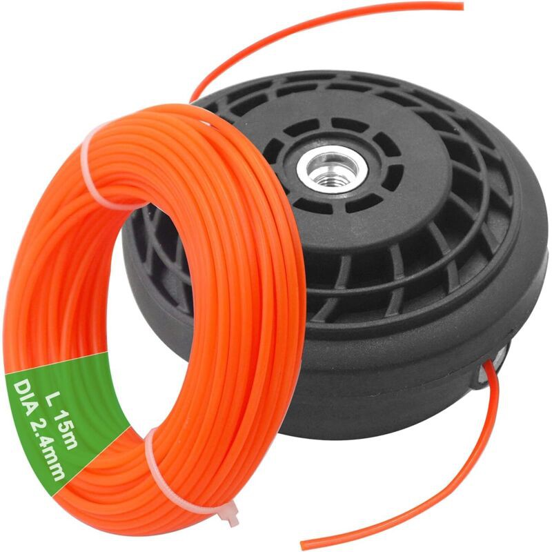 M10 X 1.25 Accessoire De Tête De Coupe Filetée Gauche Avec Ligne Ronde En Nylon 2,4 Mm X 15 M