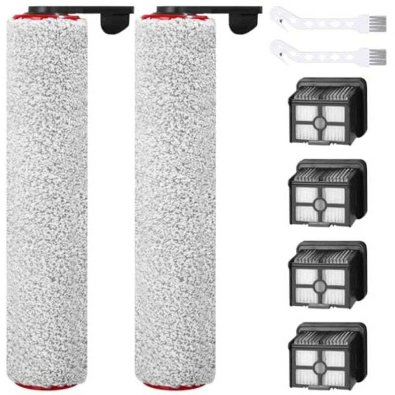 Kit De Filtre D'Aspirateur, Accessoires Pour Dreame H12 Pro Aspirateur Sec Et Humide Sans Fil, 2 Pièces Brosse À Rouleau + 4 Filtres + 2 Brosse De