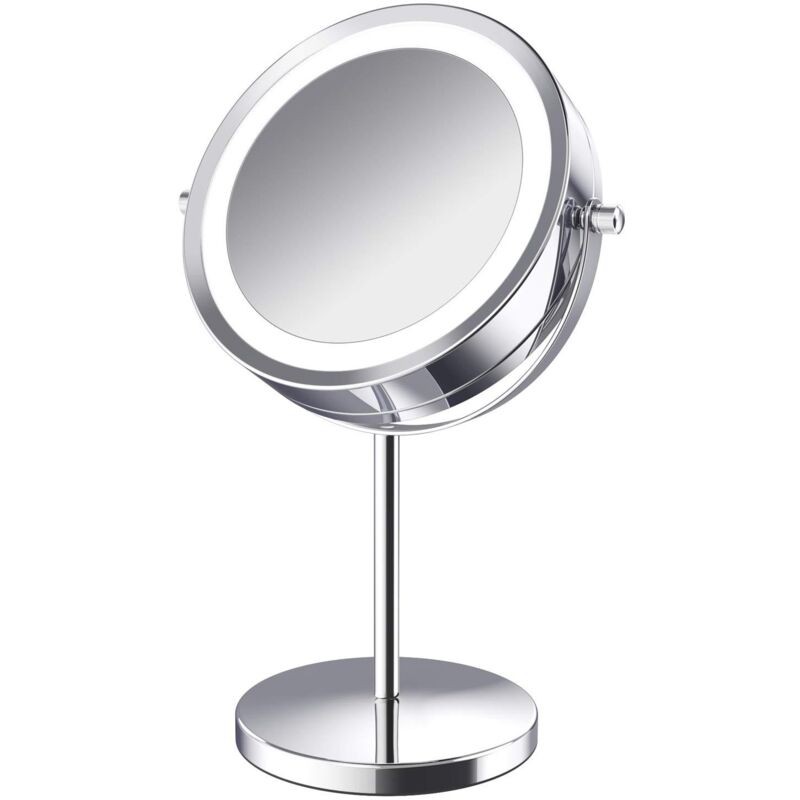 Miroir Cosmétique Grossissant Éclairé Rotatif À 360°, Miroir Cosmétique Grossissant 10x, Miroir Cosmétique Éclairé, Miroir Sur Pied Rotatif Double