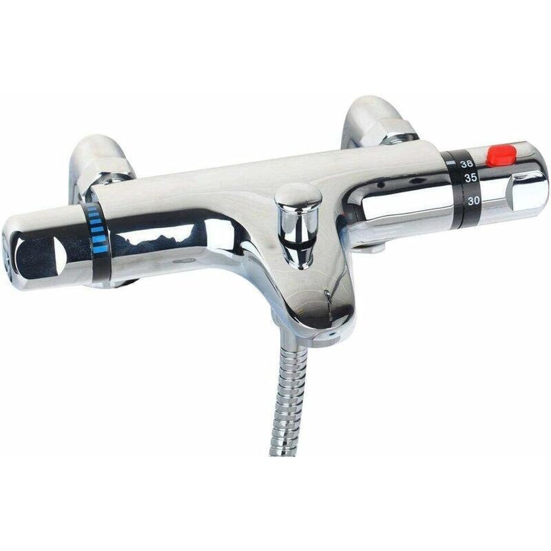 Mitigeur Douche Thermostatique Robinet De Douche Thermostatique Pomme De Douche Apparente Avec Bec De Remplissage Chromé-