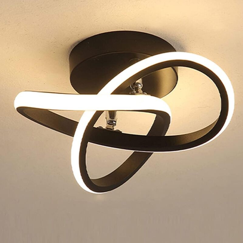 Plafonnier D'Allée Led Personnalité Moderne Anneaux Design Lustre Plafonnier Pour Salon Chambre Coucher Noir Et Blanc Lumière Chaude 22w (black)
