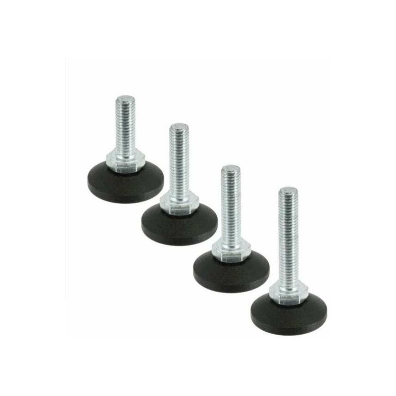 Cyclingcolors – Lot De 4 Vérins À Vis De Réglage M10 X 50mm – Charge Max 550kg – Acier Zingué Et Plastique – Pour Ajustement De Hauteur Meuble