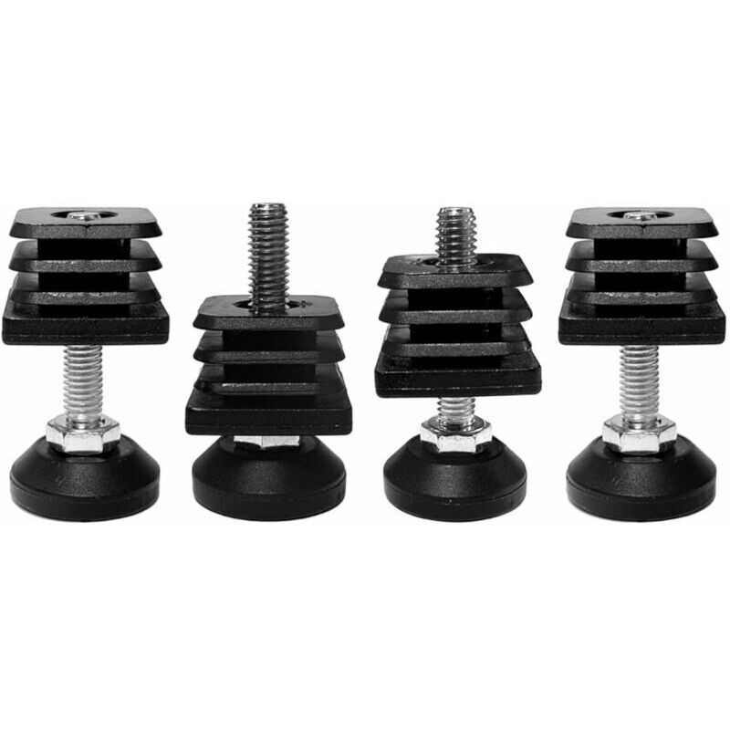 4x Embout Rentrant Carré 30 X 30 Mm Avec Vis De Réglage Pied Meuble Chaise Étagère Table