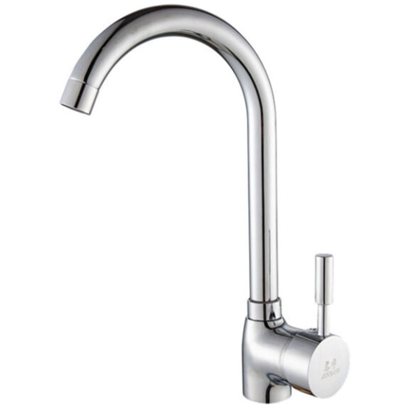 Robinet De Cuisine Céramique 360° – Hauteur Sous Bec 24.8 Cm – Finition Chrome – Corps En Acier Inoxydable – Aérateur Abs Économiseur D'Eau – Ideko
