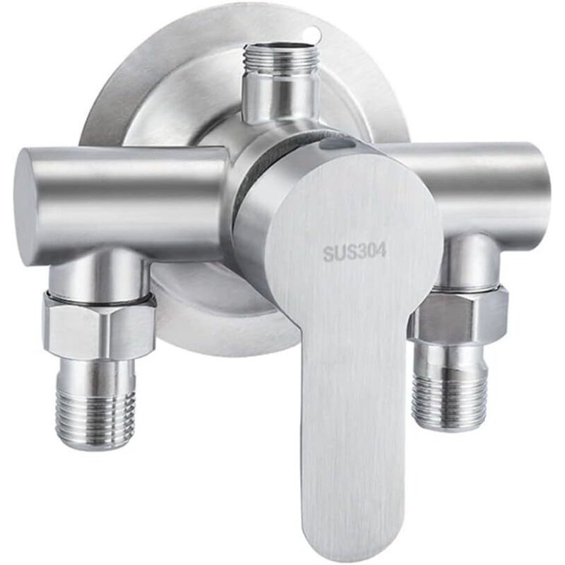 Robinet De Douche Mural En Acier Inoxydable 304 – 3 Ports 1/2 Pouce – Résistant À La Corrosion – Installation Rapide