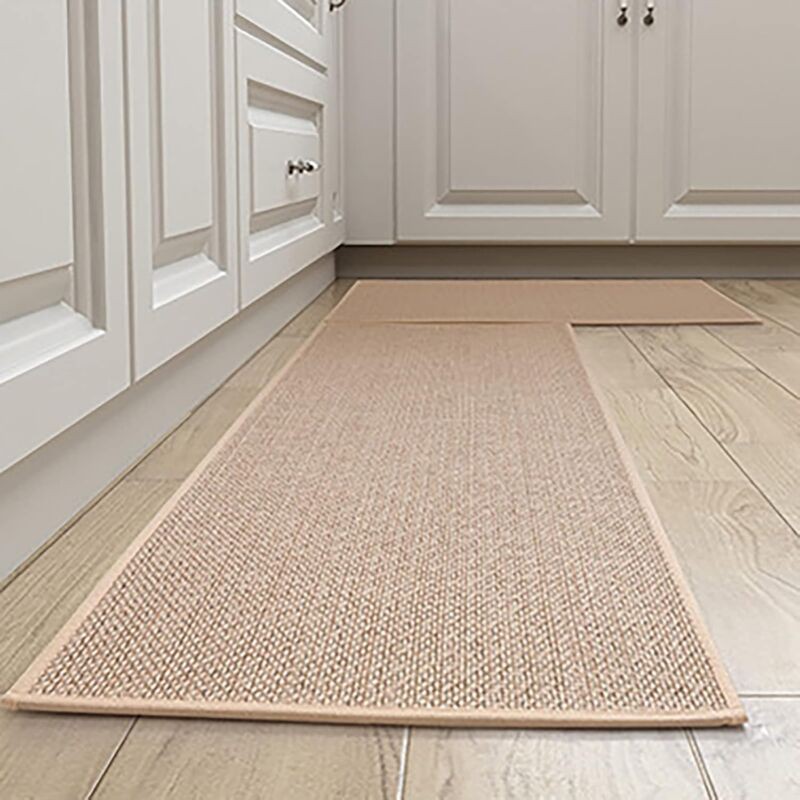 Minkurow – Tapis De Cuisine Antidérapant En Caoutchouc – Lavable – 44x75cm Et 44x120cm – Couleur Jute – Résistant À La Saleté Et À La Moisissure