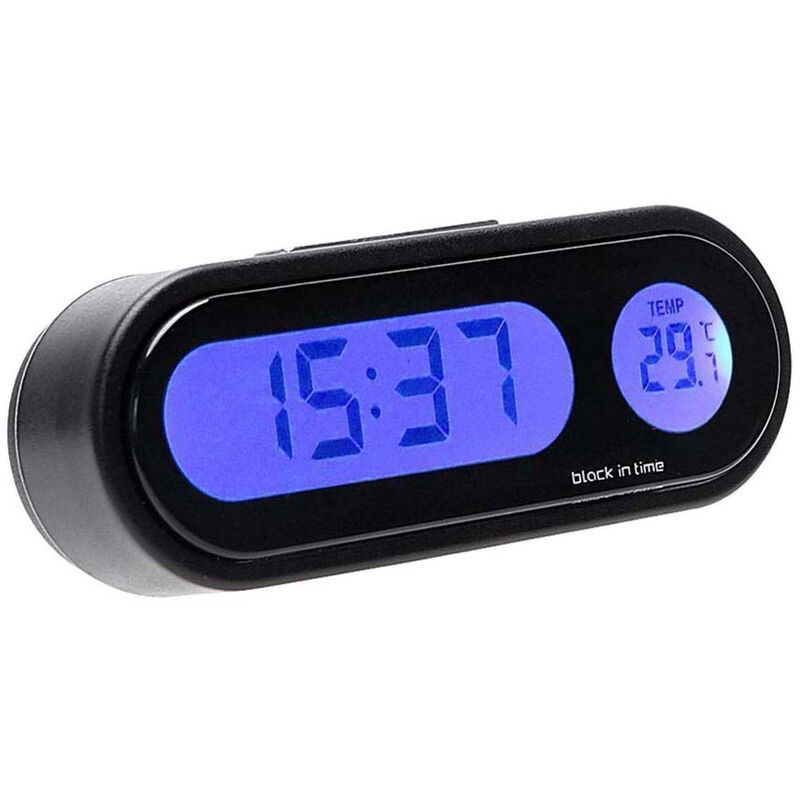 Rosvola – Horloge Thermomètre Numérique 2 En 1 Pour Voiture – Grand Écran Led Rétroéclairé – Installation Facile Sur Tableau De Bord Ou Sortie D'Air