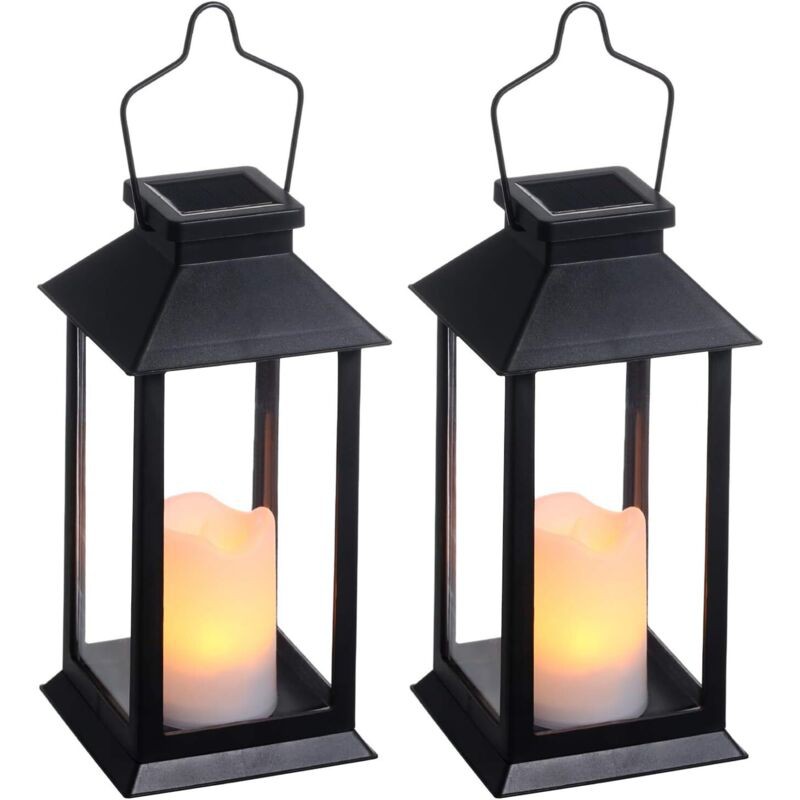 2 Lampes Solaires Extérieures De Jardin, Lanternes Solaires Extérieures Avec Bougies Led Sans Flamme, Lampes Solaires Led Décoratives