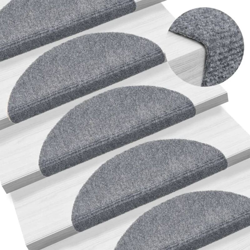 Vidaxl – Tapis D'Escalier Autocollants 15 Pièces 56 X 17 Cm – Tissu Aiguilleté Antidérapant – Lavable – Protection Contre Les Glissades
