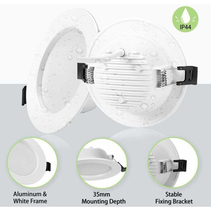 Gabrielle Lot De 10 Spot Led Encastrable Extra Plat, Ip44 Led Spot Salle De Bain, 5w 310lm Blanc Neutre 4000k, Ultra-mince 35mm, Spot Led Extra Plat,